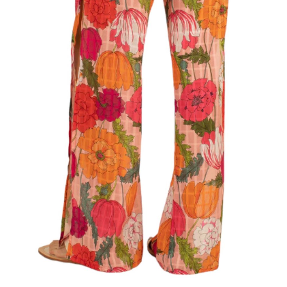 SOLD TRINA TURK NWT Women's SUNNY BLOOM Slit Pant Cover Up Multi Floral Print L - Picture 4 of 13